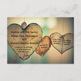 Rustic Wood Hearts - 3 x 5 bröllopsinbjudan Inbjudningar