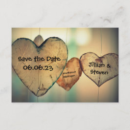 Rustic Wood Hearts - 3 x 5 Spara datumkortet Datumet