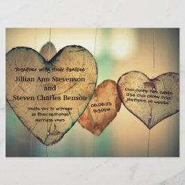 Rustic Wood Hearts - 6,5 x 8,75 bröllopsinbjudan Inbjudningar