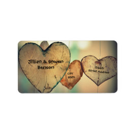 Rustic Wood Hearts - Address Labels Adressetikett