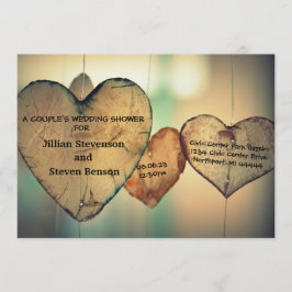 Rustic Wood Hearts - Möhippa Inbjudan