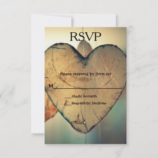 Rustic Wood Hearts - OSA kort (Framsida)