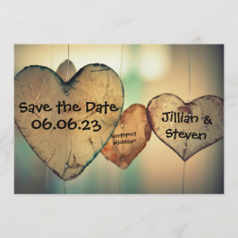 Rustic Wood Hearts - Spara datum 5x7-kort Datumet