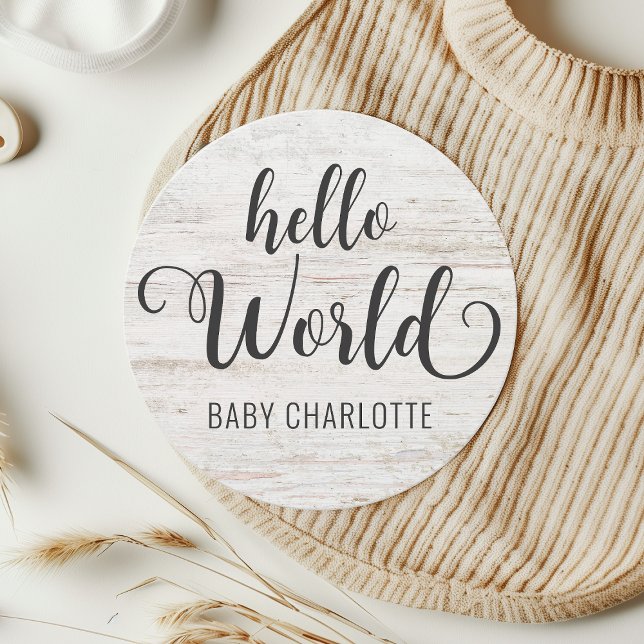 Rustic Wood Hej World Welcome Home Baby Sign (Skapare uppladdad)