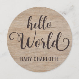 Rustic Wood Hej World Welcome Home Baby Sign