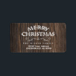 Rustic, Wood Helgdag Adressetikett<br><div class="desc">Rustic Wood, Helgdag med "God jul" text postage frimärke. Roligt helgdag för alla typer av vintern firande. Rustic wood stil med vit text. Lägg till en anpassningsbar i helgdag och korten med den här etiketten för rustik helgdag. Den här designen koordinerar med vår Rustic, Wood Helgdag Collection på MetroEvents på...</div>