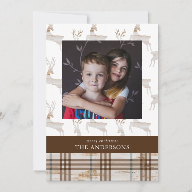 Rustic Wood Hjort Julkort (Framsida)