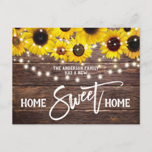 Rustic Wood Home Sweet Home Flytta Announgement Vykort
