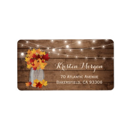 Rustic Wood Höst löv Mason Burk Ljus Bröllop Adressetikett