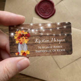 Rustic Wood Höst löv Mason Burk Ljus Bröllop Adressetikett