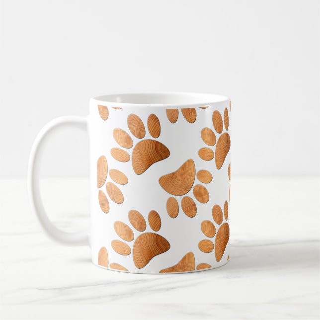 Rustic Wood Hund Pawprint Kaffemugg (Vänster)