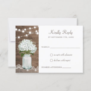 Rustic Wood Hydrangea Mason Burk Barns andedräkt S Inbjudningar