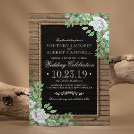 Rustic Wood-Inbjudningskort | Organic Greenery Brö Inbjudningar