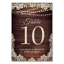 Rustic Wood Ivory Snöre String Ljus Bröllop Bordsnummer