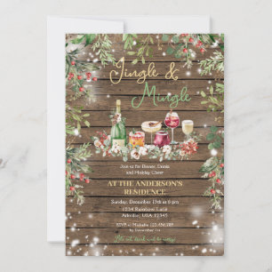 Rustic Wood Jingle & Mingle julmiddag Party Inbjudningar