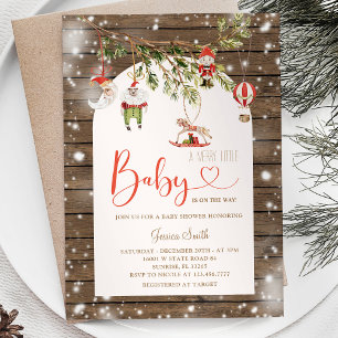 Rustic Wood-jul - en fin liten babystövel Inbjudningar