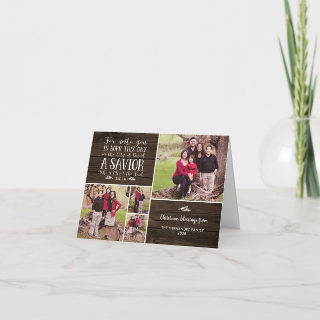 Rustic Wood jul Verse Helgdag Photo Helgkort (Framsida)