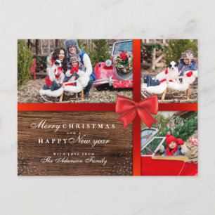 Rustic Wood & Jul Wrapping   3 Fotokollage Vykort