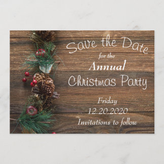 Rustic Wood Julfest Card Spara Datumet
