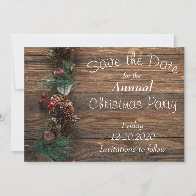 Rustic Wood Julfest Card Spara Datumet (Framsida)