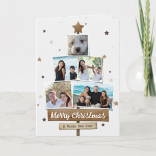Rustic Wood Julgran 5 fotosamlingskort Kort