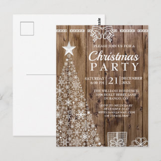 Rustic Wood Julgran Julfest Inbjudan