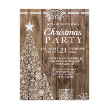 Rustic Wood Julgran Julfest Inbjudan