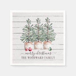 Rustic Wood Julgranar Family Namn Pappersservett