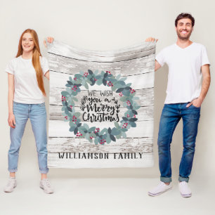 Rustic Wood-julkransfamiljen Namn Fleecefilt
