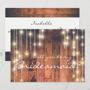 Rustic Wood Kommer du att bli min Bridesmaid Inbjudningar