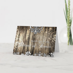 Rustic Wood, kommer du att bli min Matron of Honor Inbjudan