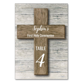 Rustic Wood Kor First Communion - Bord Card Bordsnummer