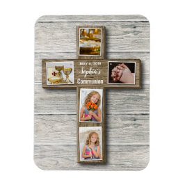 Rustic Wood Kor First Communion Photo - Magnet