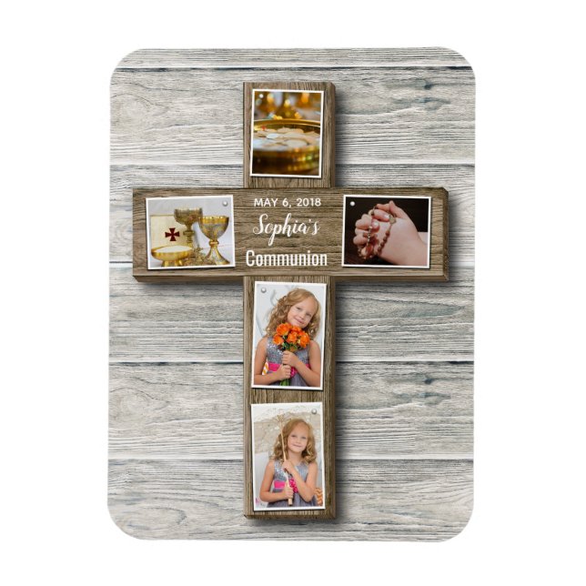 Rustic Wood Kor First Communion Photo - Magnet (Vertikal)