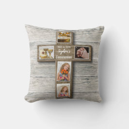 Rustic Wood Kor First Communion Photo - Pillow Kudde