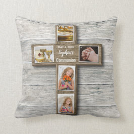 Rustic Wood Kor First Communion Photo - Pillow Kudde