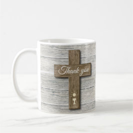 Rustic Wood Kor First Heliga Communion Photo Kaffemugg