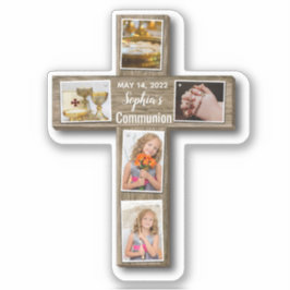 Rustic Wood Kor First Heliga Communion Photo Klistermärken