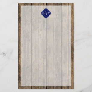 Rustic Wood L Planks #1 Navy Quatrefoil 3 M'gram Brevpapper