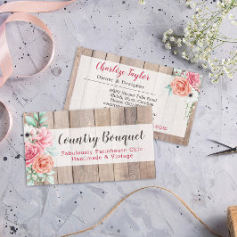 Rustic Wood Land Farmhouse Blommigt Ro Elegant Visitkort