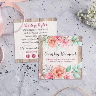 Rustic Wood Land Farmhouse Blommigt Social Media Fyrkantigt Visitkort