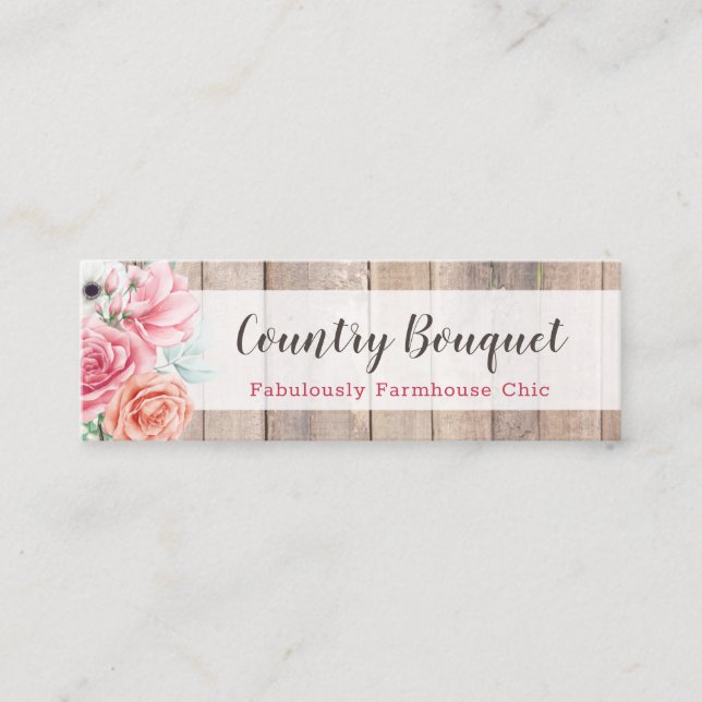 Rustic Wood Land Farmhouse Blommigt Social Media Mini Visitkort (Framsida)