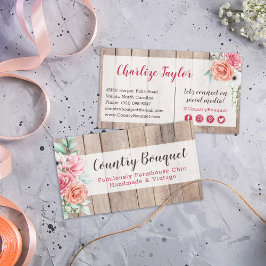 Rustic Wood Land Farmhouse Blommigt Social Media Visitkort