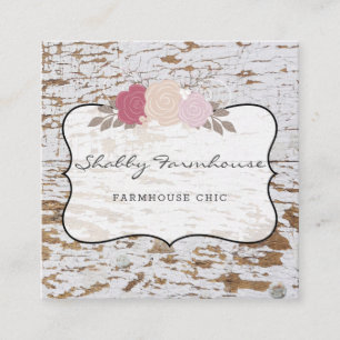Rustic Wood Land Farmhouse Ro Script Business Fyrkantigt Visitkort