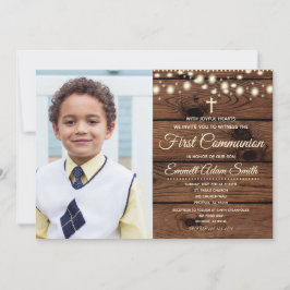 Rustic Wood Land First 1st Communion Boy Girl Inbjudningar