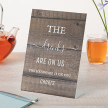 Rustic Wood Land Hangover Drinks Open Pub Sign
