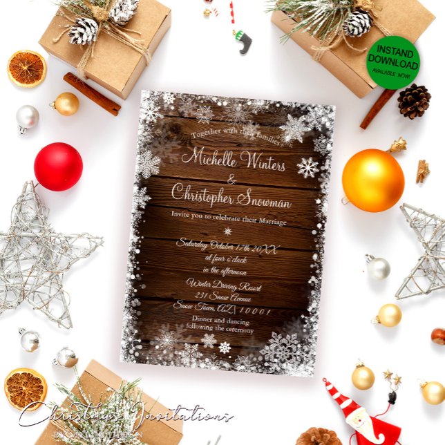 Rustic Wood Land Winter Wedding Inbjudningar (Skapare uppladdad)