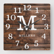 Rustic Wood Large Numbers Family Namn Monogram