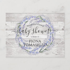 Rustic Wood Lavender Blommigt Utandningsskugga Inbjudan Vykort