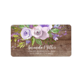 Rustic Wood Lavender Lila Return-adressetikett Adressetikett